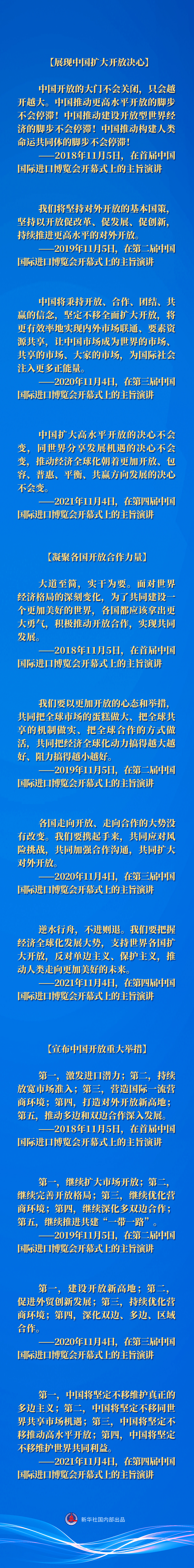 長(zhǎng)圖｜歷屆進(jìn)博會(huì)上，習(xí)近平主席這樣論開(kāi)放