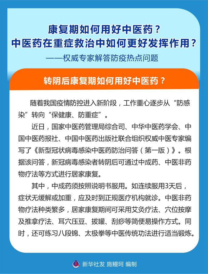 康復(fù)期如何用好中醫(yī)藥？中醫(yī)藥在重癥救治中如何更好發(fā)揮作用？——權(quán)威專家解答防疫熱點(diǎn)問題