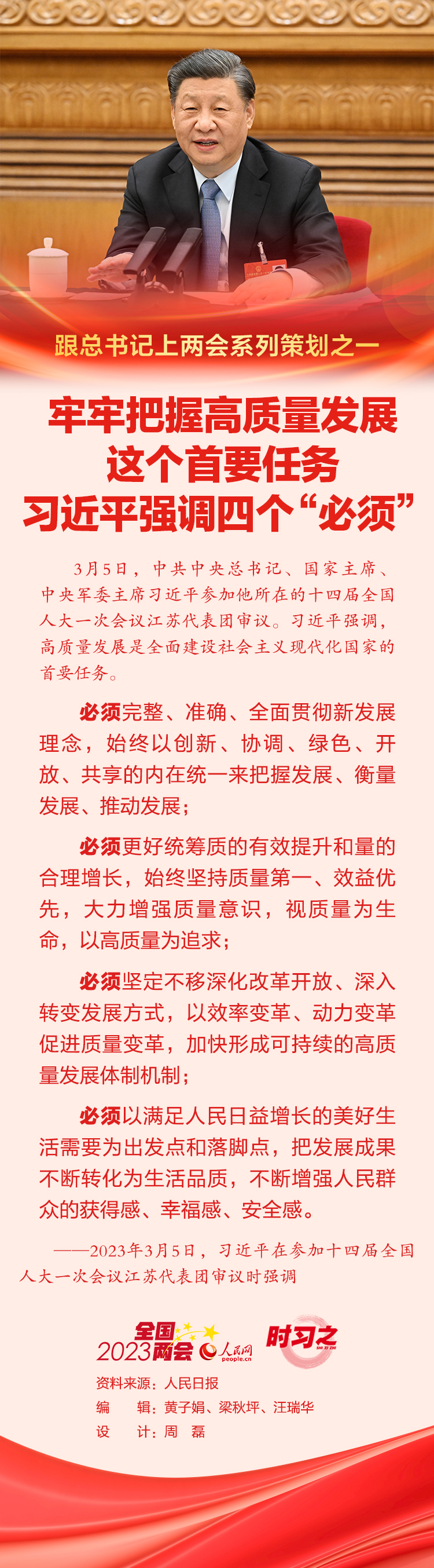 跟總書記上兩會系列策劃之一 牢牢把握高質(zhì)量發(fā)展這個首要任務習近平強調(diào)四個“必須”