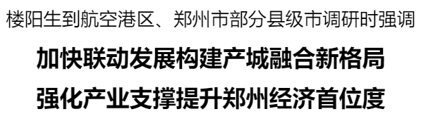 樓陽生到航空港區(qū)、鄭州市部分縣級市調(diào)研